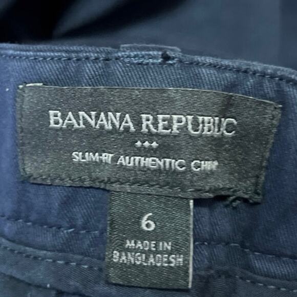 Banana Republic Slim Fit Authentic Chino Navy Blue Straight Trouser Pants Size 6 - Picture 4 of 5